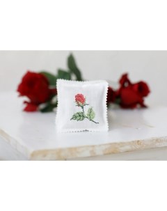 Аромасаше LinumCo Rosa ECO вышивка красная роза 2шт Linum & co