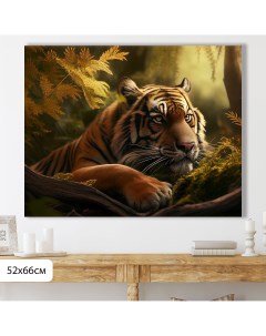 Картина Тигр среди листьев 52х66 см К0345 Добродаров