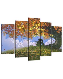 Модульная картина на натуральном холсте Осенняя романтика 80х140 см MD0278 Добродаров