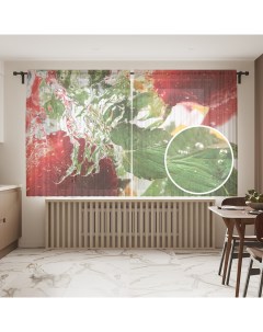 Тюль Клубничный мохито 2 полотна со шторной лентой 145 180 см Joyarty