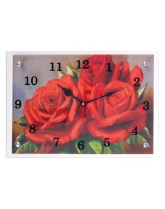 Часы настенные серия Цветы Красные розы 25х35 см Сюжет