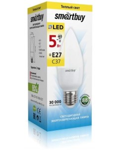 Лампа светодиодная E27 5W 3000K Свеча арт 553548 10 шт Smartbuy
