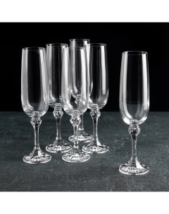 Набор бокалов для шампанского Джулия 180 мл 6 шт Crystal bohemia
