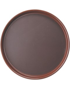 Поднос прорезиненный круглый 355х355х25мм полипропилен коричневый Prohotel