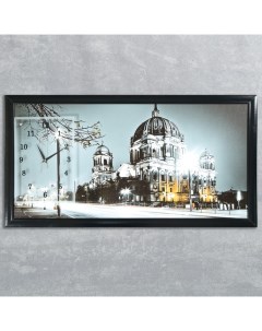 Часы картина настенные серия Город Ночной Берлин 50 х 100 см Сюжет