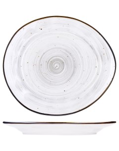 Тарелка мелкая Пастораль 175х155мм фарфор белый серый Kunstwerk