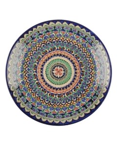 Узбекский Ляган тарелка для плова блюдо глина диаметр 38 см синий Риштанская керамика