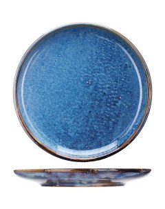 Тарелка круглая Ирис 210х210х27мм фарфор голубой Kunstwerk