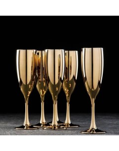 Набор бокалов для шампанского Золото 170 мл 6 шт цвет золотой Gidglass