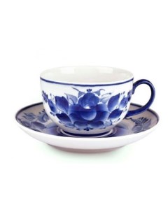 Чашка с блюдцем чайная Янтарь Роза 210 мл Гжельская мануфактура