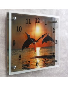 Часы серия Море Дельфины на закате 25х35 см Сюжет
