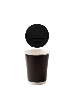 Стаканчики черные двухслойные 250 мл 96 шт крышки Unity coffee
