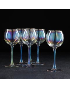 Набор бокалов для вина Радуга 280 мл 6 шт цвет перламутровый Gidglass