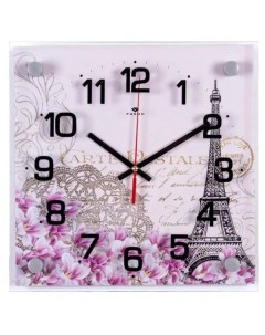 Часы настенные Из Парижа с любовью квадрат 25х25см арабский циферблат 2525 1240 21 век