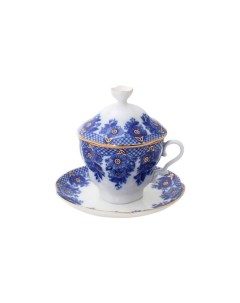 Чашка с блюдцем и крышкой чайная Подарочная 2 Гирлянда 250 мл Императорский фарфоровый завод