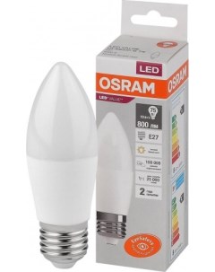 Лампа LED свеча LV CLB 75 10W E27 3000K 800lm мат 116х39 10 шт Osram