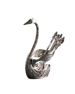 Набор ложек на подставке Swan 7 5 5 15 см 6 шт цвет серебряный Magistro