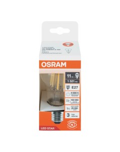 Лампа светодиодная Led Star E27 11Вт 4000К белый прозрачная Osram