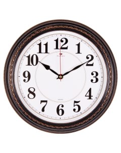 Часы настенные круглые 28 5 см корпус черный с бронзой Классика 2950 002 Рубин