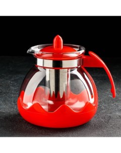 Чайник заварочный Волна 1 5 л с металлическим ситом цвет красный Доляна