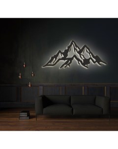 Декоративное панно на стену с белой подсветкой горы 80х35 Moretti