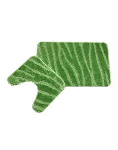 Комплект ковриков для ванной Фремонт Стронг Бэк 50х80 50х40 линии зелёный Cleopatra