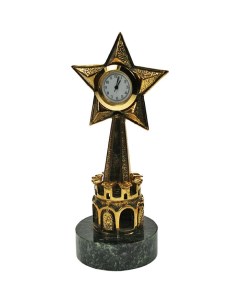 Настольные часы Кремлёвская звезда из бронзы и змеевика 13 см Baojuzi