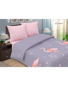 Комплект постельного белья Фламинго семейный Pastel