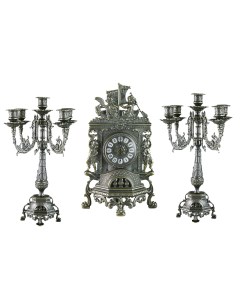 Часы каминные с канделябрами на 5 свечей под бронзу KSVA AL 82 101 C ANT Alberti livio