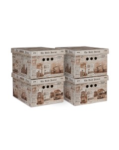 Коробка для хранения Travelling England 25 x 33 x 18 5 см набор 4 шт Valiant