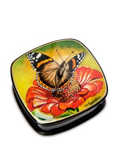 Шкатулка Цветочек с бабочкой ручная работа Народные промыслы