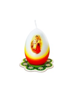 Пасхальная свеча яйцо ДЕВОЧКА С КУЛИЧОМ 4х6 см Омский свечной