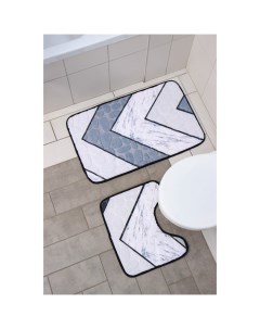 Набор ковриков для ванны и туалета Галька геометрическая 2 шт 40x50 50x80 см Доляна