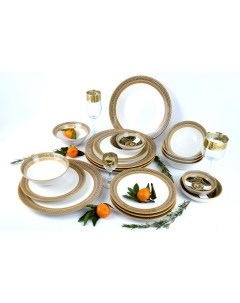 Сервиз обеденный столовый набор керамической посуды с принтом SR 663 22 Edessa