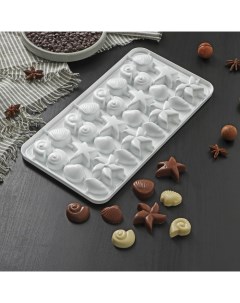 Форма для льда и шоколада Морское дно 28x14 5 см 28 ячеек цвет МИКС Nobrand