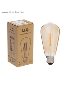 Лампа светодиодная Ретро ST64 4 Вт E27 420 Лм 2700 К золотистая теплый белый Nobrand