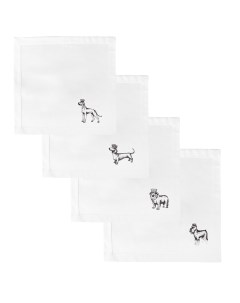 Комплект салфеток столовых с вышивкой Собаки комплект Белый Ооо "текстильный дом"