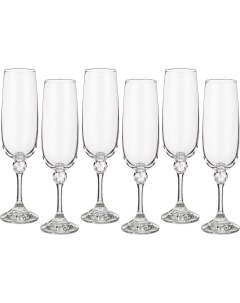 Набор из 6 штук Бокал для шампанского Bohemia Crystal Джулия 180мл стекло 674 448_ Crystal bohemia