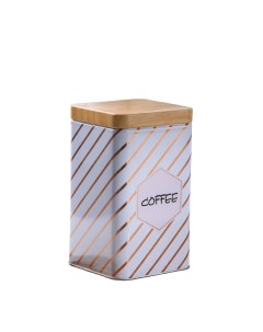 Банка для сыпучих продуктов Кофе Линии 9x9x15 см цвет серый Nobrand