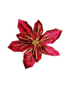 Искусственный цветок Пуансеттия Грацци на клипсе бордовая 20 см Due esse christmas