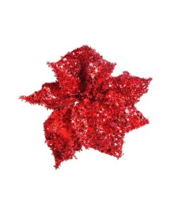 Искусственный цветок Пуансеттия Искристая красная 17 см Holiday classics