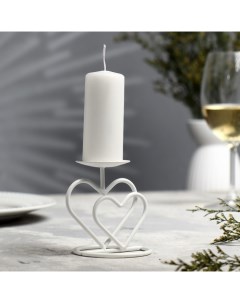 Подсвечник металл на 1 свечу Валентин 3 10 7х10 см белый Омский свечной