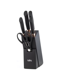 Набор ножей LR05 55 6 предметов Подставка сосна 4 ножа Soft touch мед больстер Lara