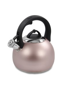 Чайник металлический со свистком MT 3091 для плиты розовый матовый Марта
