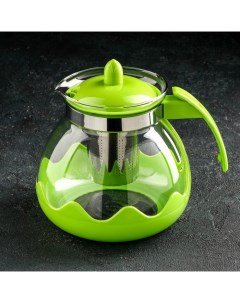 Чайник стеклянный заварочный Волна 1 5 л с металлическим ситом цвет зелёный Доляна