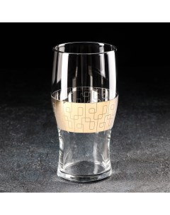 Бокал для пива Геометрия 570 мл с гравировкой и напылением цвет напыления золотой Gidglass