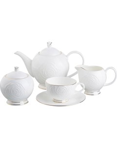 Чайный сервиз на 6 персон 15 предметов Blanco чашки 250мл фарфор 264 306_ Lefard