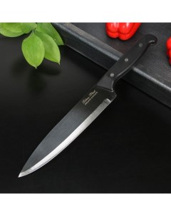 Нож кухонный Классик шеф лезвие 19 см черная пластиковая ручка Libra plast