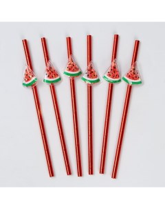 Трубочки для коктейля Арбузы набор 6 шт Страна карнавалия