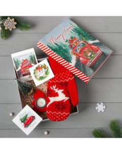 Подарочный набор Новый год Merry Xmas варежки р р 19 и аксессуары Kaftan
